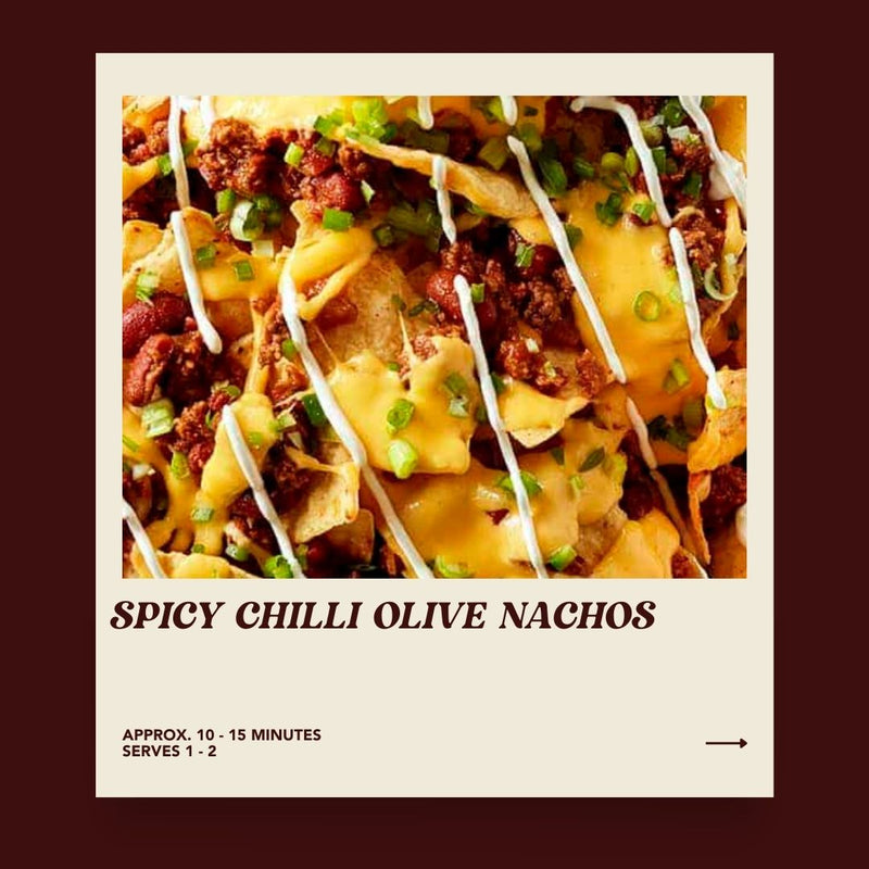 Spicy Chilli Olive Nachos with Bacon